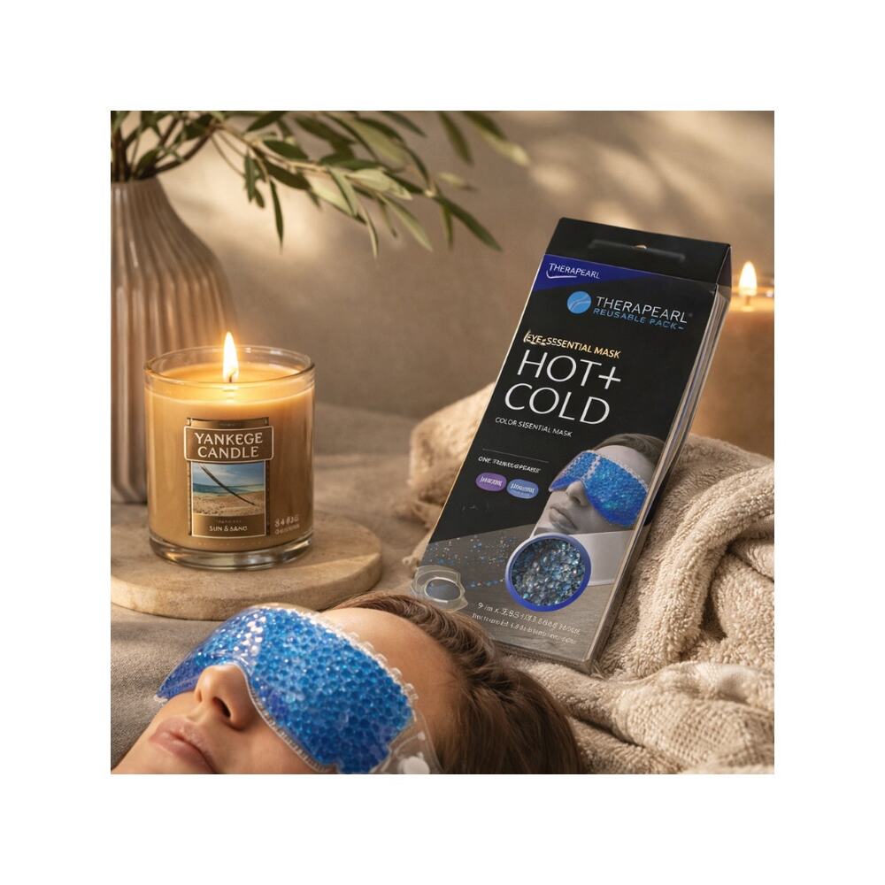 Luxury Set: Yankee Candle Sun & Sand and TheraPearl Hot/Cold Eye Mask